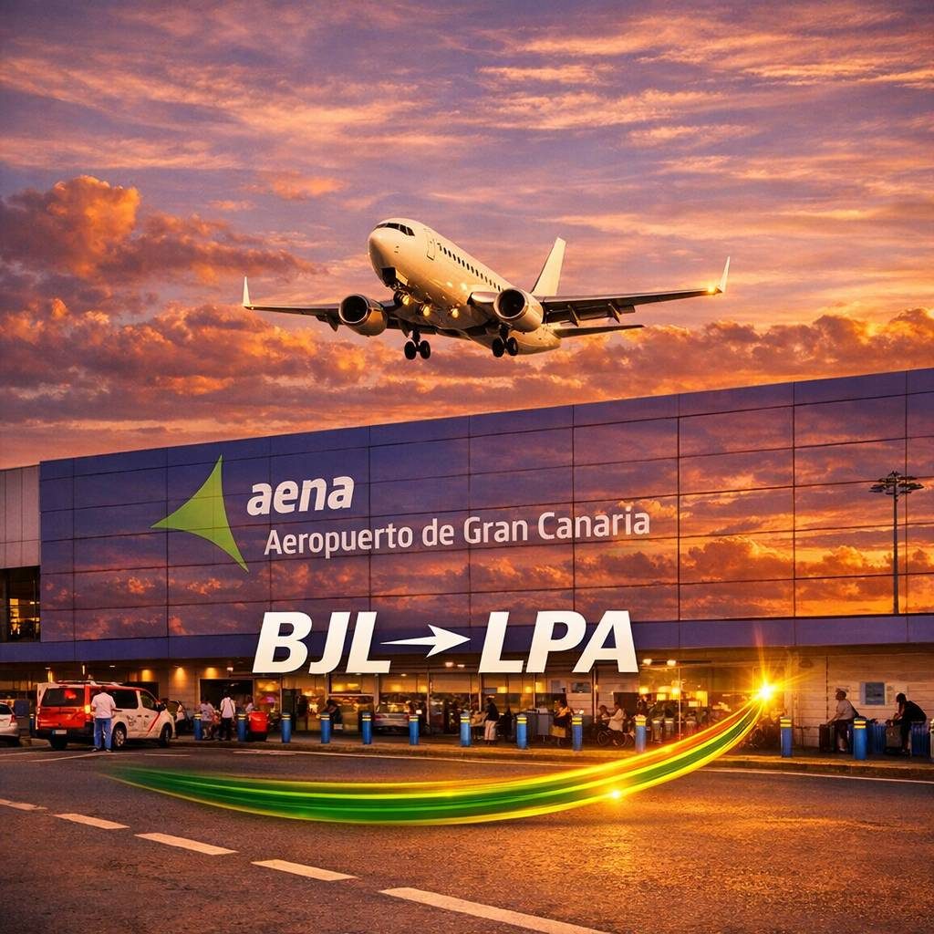 Vuelo directo WRK611 Banjul (BJL) destino Gran Canaria (LPA) en 3 horas non-stop, Gambia a España (Europa).