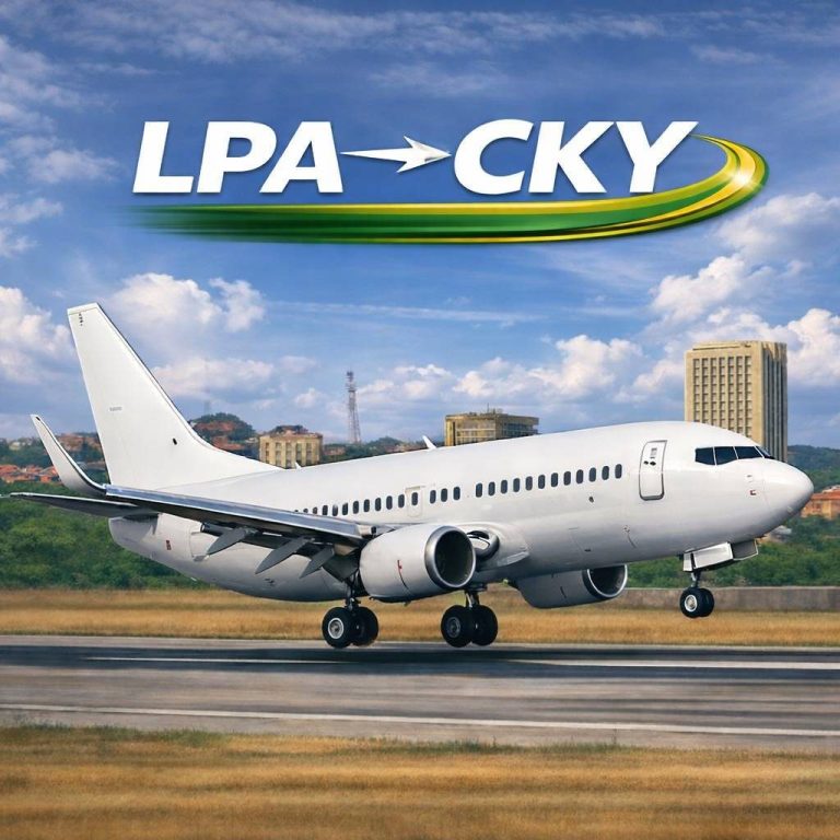 Reserva vuelo directo desde  Canarias (LPA) destino Conakry (CKY). España a Guinea-Conakry. Vuelo WRK713. Nonstop.