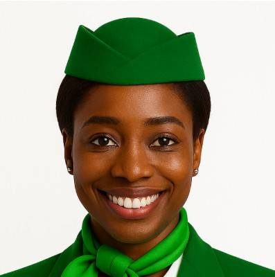 Azafata de vuelo en African West Airlines ofrece un servicio de calidad y alta nivel. Azafata de vuelo en African West Airlines ofrece un servicio de calidad y alta nivel.